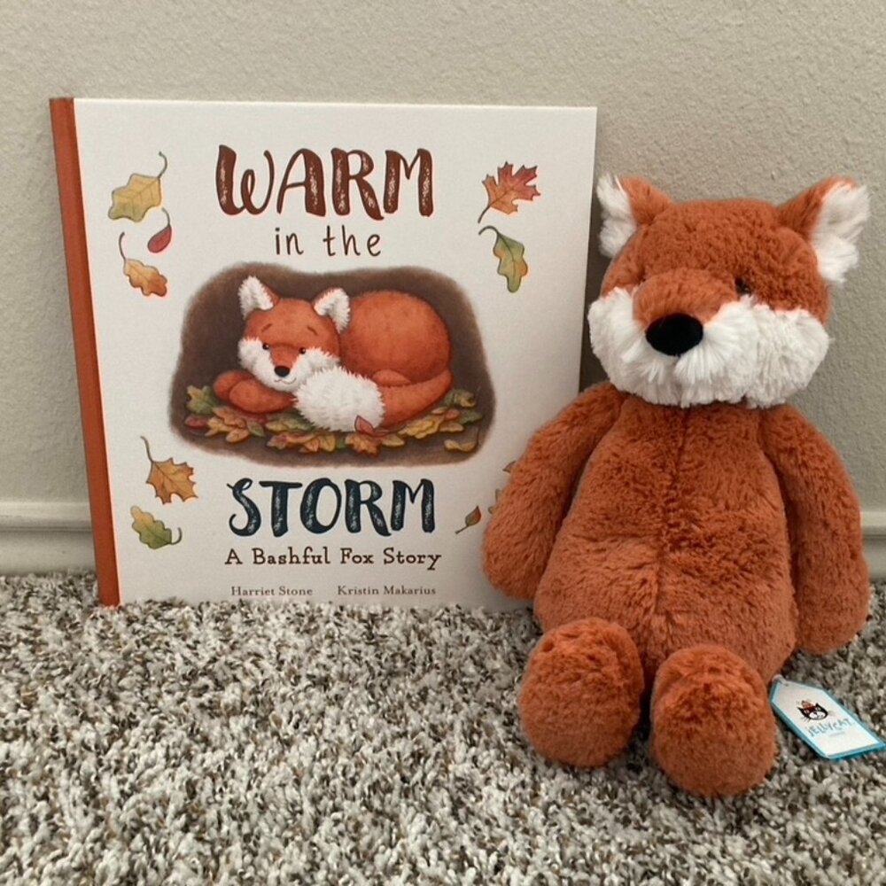 NWT Jellycat Bashful Fox Cub Medium and Book